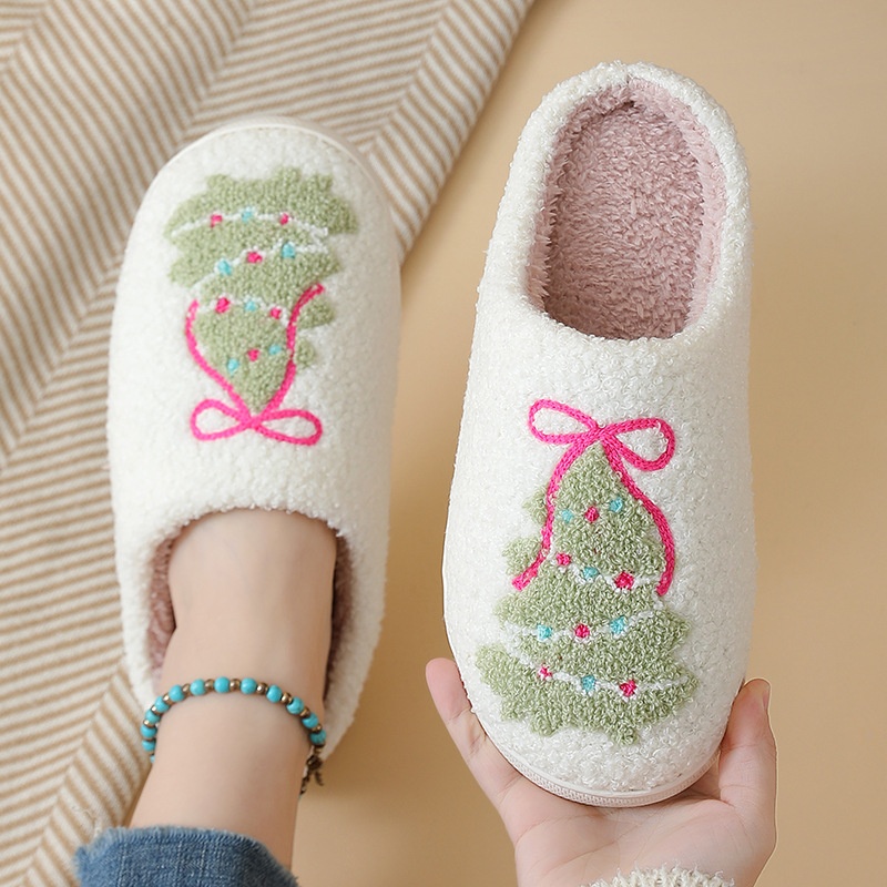Shoe Tree - Kış Noel Ağacı Pamuk Terlik Kadınlar